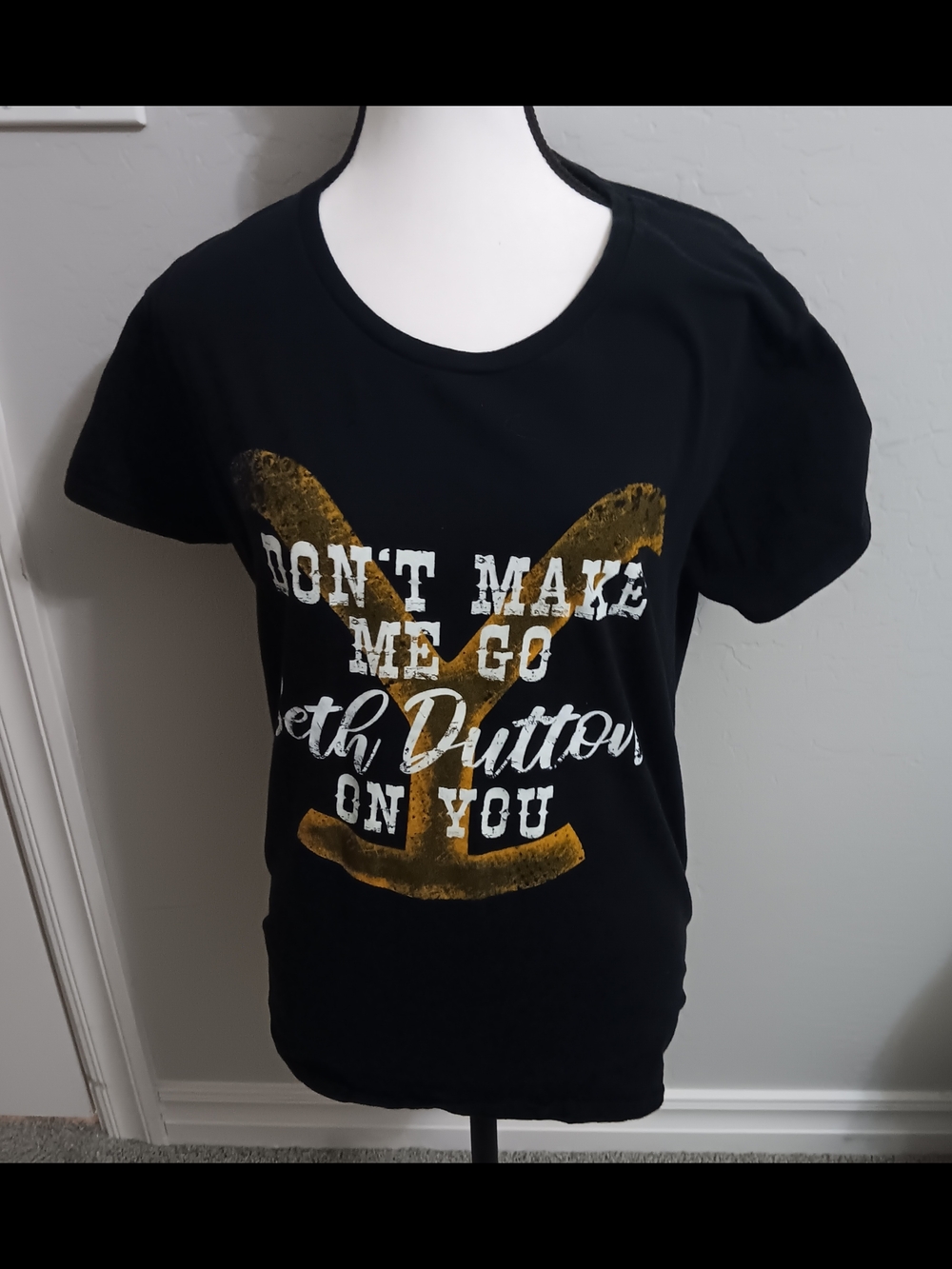 Yellowstone Black Graphic Tee with Gold Accent- Beth Dutton